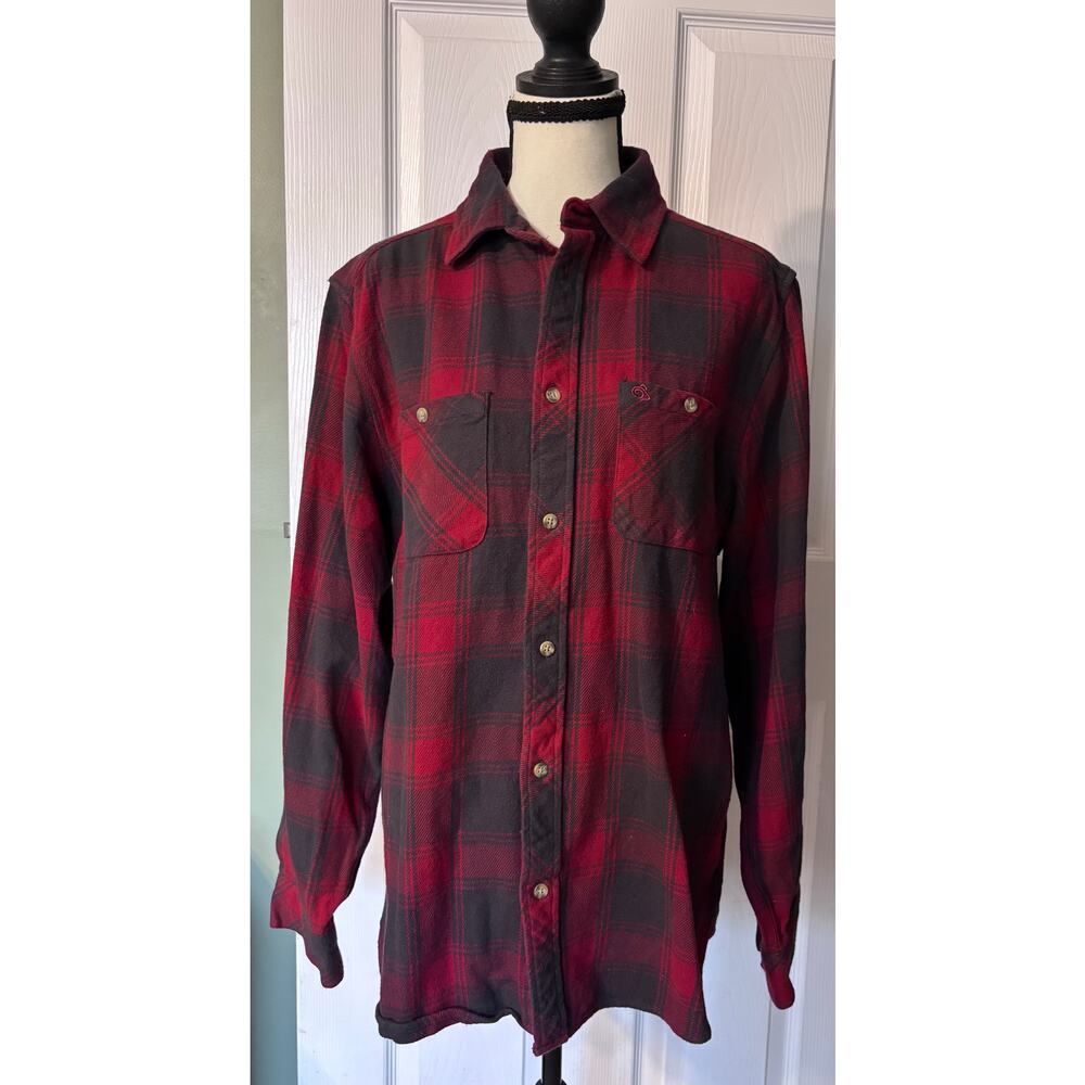 Craghoppers Flannel Button Down Men's Medium Red & Black Plaid 100% Cotton